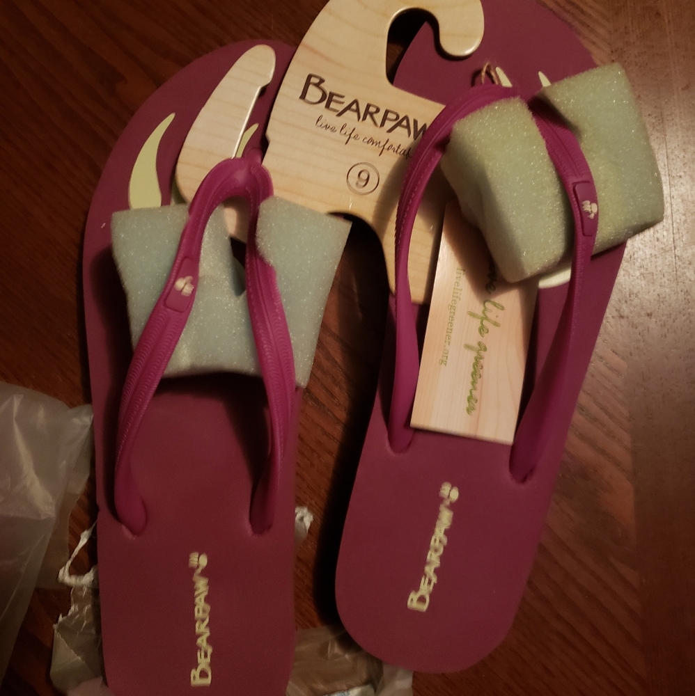 Hot pink flip flops